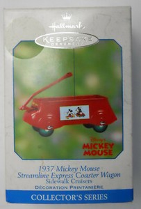 Hallmark Disney MICKEY MOUSE COASTER WAGON Sidewalk Cruiser #6 Metal Ornament