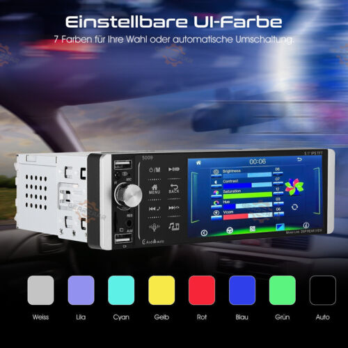 1 DIN Autoradio Carplay Android Auto Mit 5 Zoll IPS Bldschirm FM Bluetooth Neu - Bild 6 von 19