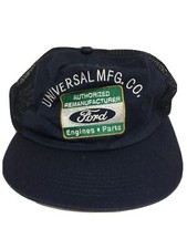 Vintage 70s 80s Ford Car Parts Universal Mfg SnapBack Cloth Mesh Trucker Cap Hat