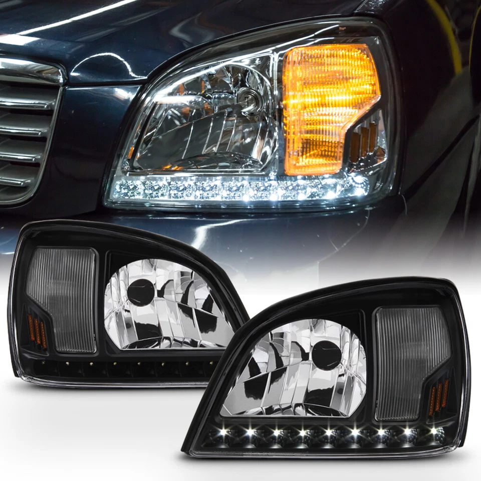 Faros de tira LED negros para Cadillac Deville 2000-2005 00-05 izquierda+derecha Foto 2 de 4