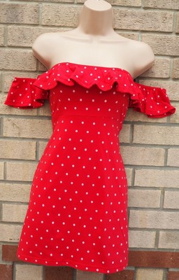 red polka dot bardot dress