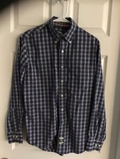 IZOD Heritage Tartan Blue Plaid Long Sleeve Button Down Shirt Men's Sz.Small