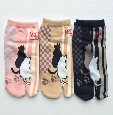 Nagomi NEKO Cat Japanese Split Toe Tabi Socks Womens Sz 6-8