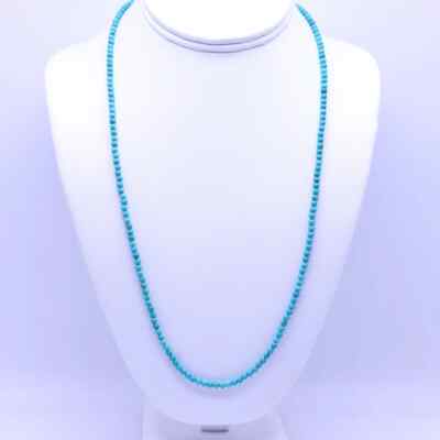 4mm Kingman Arizona Round Blue Turquoise Beaded Gemstone Tiny Gemstone Necklace