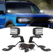 4'' 60W LED Pods Side Shooter+Ditch Mounts+Wire For 2021-2025 Ford Bronco Sport