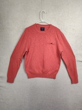 Abercrombie Fitch Men Sweater Large Coral Fabric Long Sleeve Regular Fit Pullove