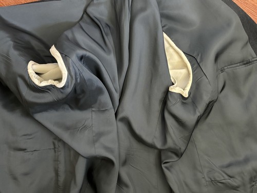 Vintage italienische ungarische Wolle 66 R XXXL Herringbone DUNKELBLAU Jacke - Bild 3 von 11