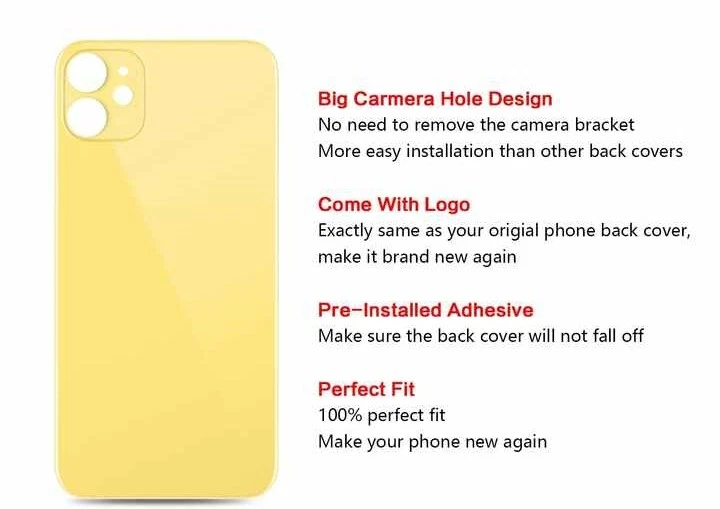 Big Hole Back Glass Cover Replacement Lot For i Phone 8 XR XS 11 12 13 14 15 Pro - Image 4 of 4