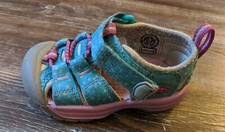 Keen Newport II toddler girls blue pink polka dot sandals size 4