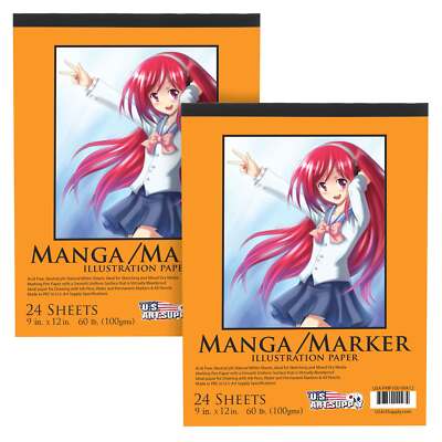 9'' x 12'' Premium Manga-Marker Paper Pad 60lbs (100gsm) 24-Sheets (2 Pads)