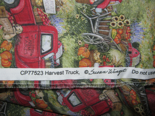"Harvest Truck" Susan Winget Red Trucks Allover Cotton Fabric BTHY - Picture 2 of 3