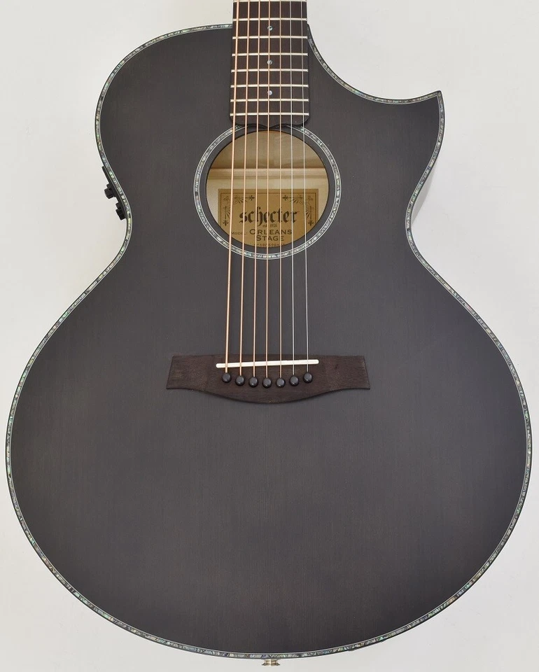 Schecter Orleans Stage-7 弦原声吉他 See Thru 黑色缎面 — 第 2/4 张图片