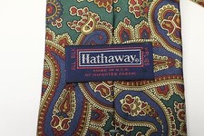 Mens HATHAWAY Made in USA SILK Paisley Multi-Color Neck Tie