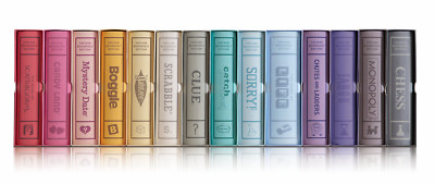 WS Game Company Set of 14 Vintage Bookshelf Linen Book Board Game Collection New