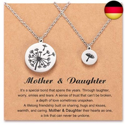 POWWA Mutter Tochter Kette für 2 passende Löwenzahn Kette Set für Mama und mich 