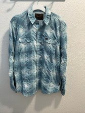 Howler Bros Snap HB Bar Western Lightweight Shirt Light Blue Size M