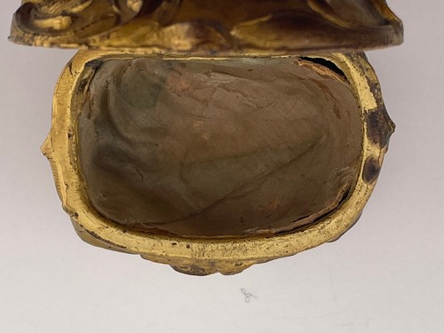 Antique Art Nouveau Jewelry Casket, Ring Trinket Box, Floral design, 2.25" - Picture 8 of 8