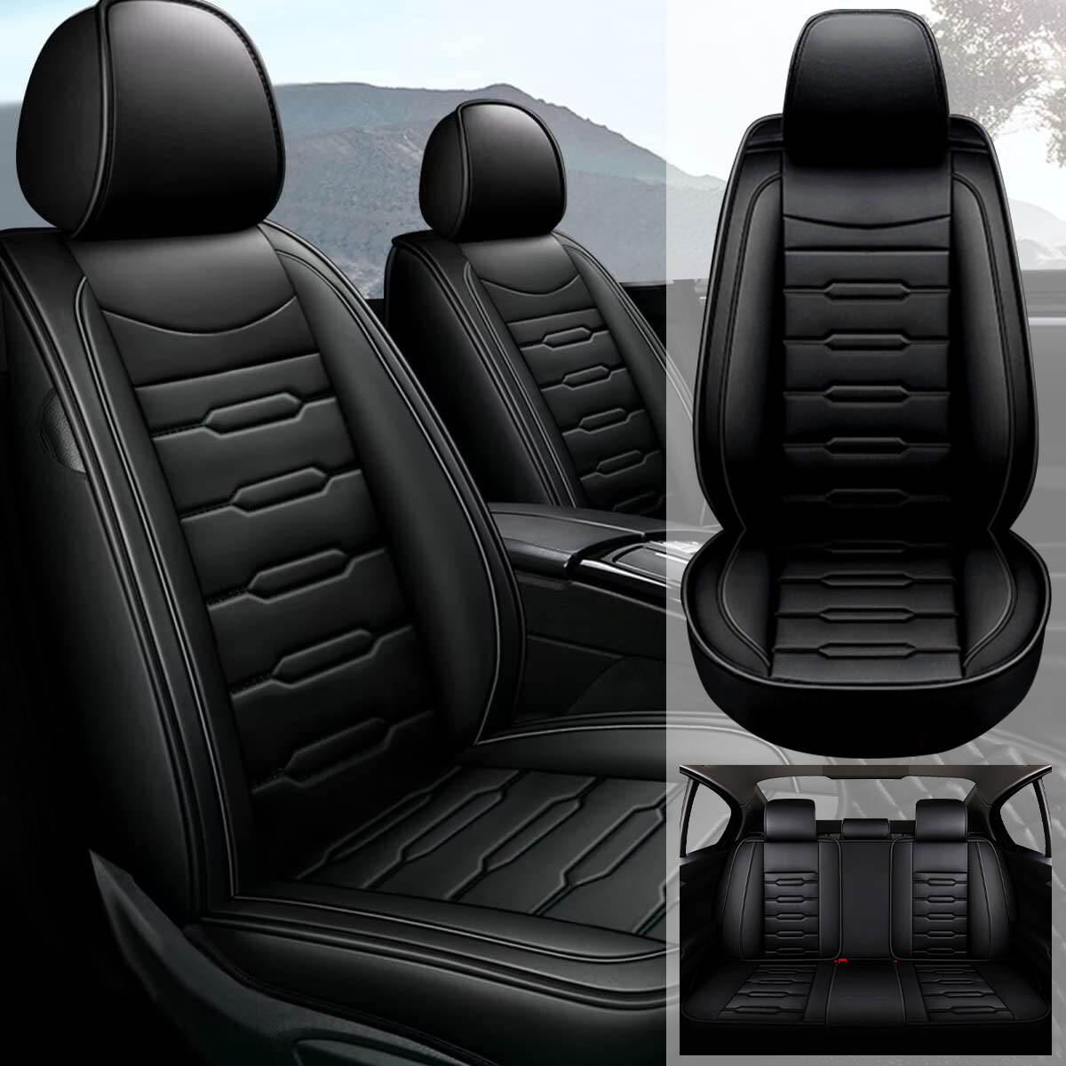 Car Seat Cover Protector Cushion Pad For Dodge Ram 1500 2009-2021 Black Full Set-image