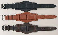 Echtes Juchten-Leder-Uhrenband mit Uhrenlederunterlage 18 + 20 + 22 mm 