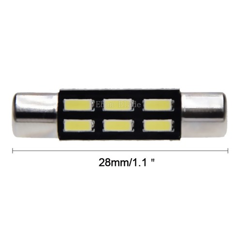 10PCS 28mm T6.3 4014SMD 6 LED White Sun Visor Vanity Mirror Light Bulbs 12V DC - Picture 2 of 7