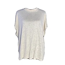 NWT H&M Top MED Natural Beige Linen Bl Oversize Slouchy Mock Neck Boxy Casual