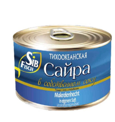 Saira  240g SibFish  Kurzschnabelmakrelenhecht  in eig.Saft Fischkonserven