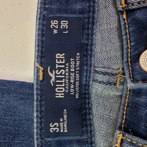 Pantaloni jeans denim Hollister California donna taglia 26W/30L blu stivali bassi - Foto 7 di 10