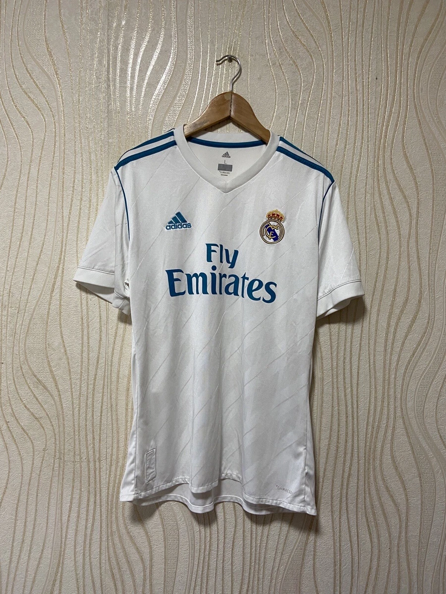 wasmiddel Attent goedkeuren REAL MADRID 2017 2018 HOME SHIRT JERSEY ADIDAS AZ8059 sz L MEN WHITE | eBay