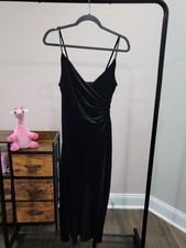 Zara Dress S Black Velvet Rhinestone Straps Midi Stretch Party Cocktail Bodycon