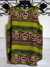 Loft Women's Top Size PM Sleeveless Multicolored Floral Round Neck