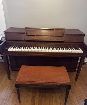Whitney by Kimball Upright Spinet Piano Walnut Finish 88-Key w/ Bench