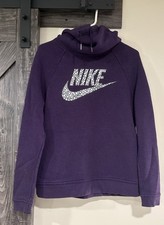 Nike Women's Sx Med Sweatshirt Hoodie Rally Funnel Neck Metallic Purple