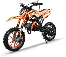 49CC Kids Gas Mini Dirtbike,2-Stroke Gas Powered, Disc Brakes, Front & Rear Shoc