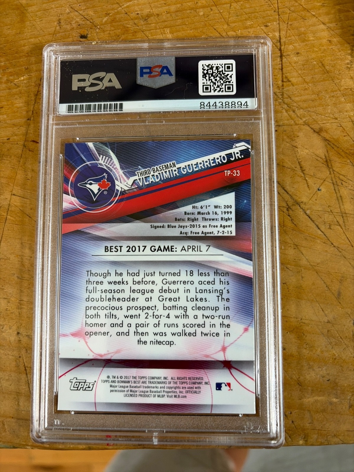 vladimir guerrero jr gem mint 10 psa certifired auto bowmans best 2017 view 2