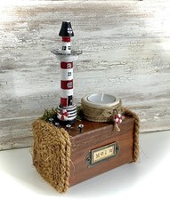 Maritime Leuchtturm-Deko „Moin“ mit Teelichthalter – Handarbeit Geschenk