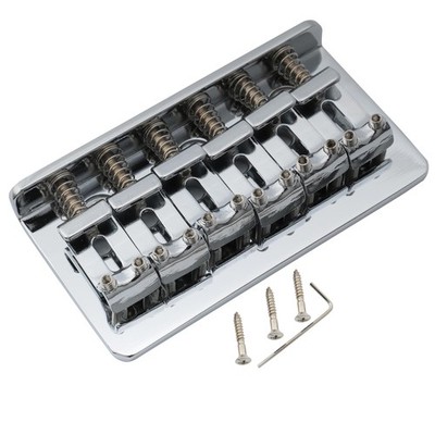 Musiclily Pro Chrome 54mm Steel Hardtail Fixed Guitar Bridge Vintage Bent Saddle