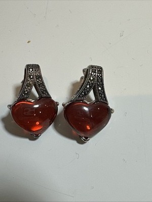 29. Coldwater Creek Sterling Silber Ohrringe - roter Stein Herz mit Strass