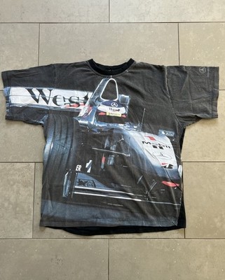Vintage 90s West McLaren Mercedes Benz Formula 1 Mika Hakkinen Tee Shirt XL RARE