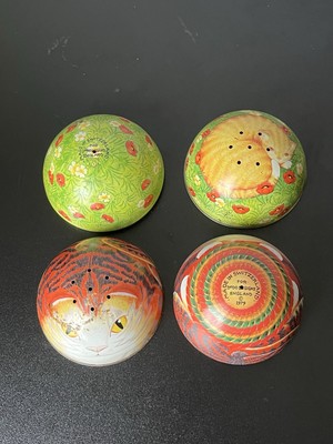 Vintage Dodo Designs England Tabby Cat Round Tin Potpourri Lot Metal 1970s Pair