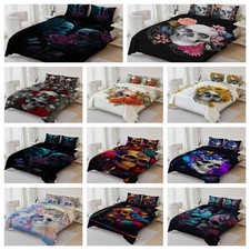3D Skull Flowers Butterfly Colorful Quilt Cover Duvet Cover Comforter set