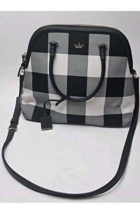 Kate Spade Cameron Street Shoulder Bag Balck Cream Checkered Plaid purse preppy
