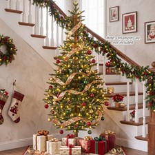 6 ft Pre-Lit Fir Christmas Tree w/1243 PE Branch Tips, 250 White LED Lights