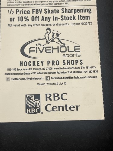 2012 NHL Carolina Hurricanes Ticket Stub Game 28 Verses New York Islanders - Picture 12 of 12
