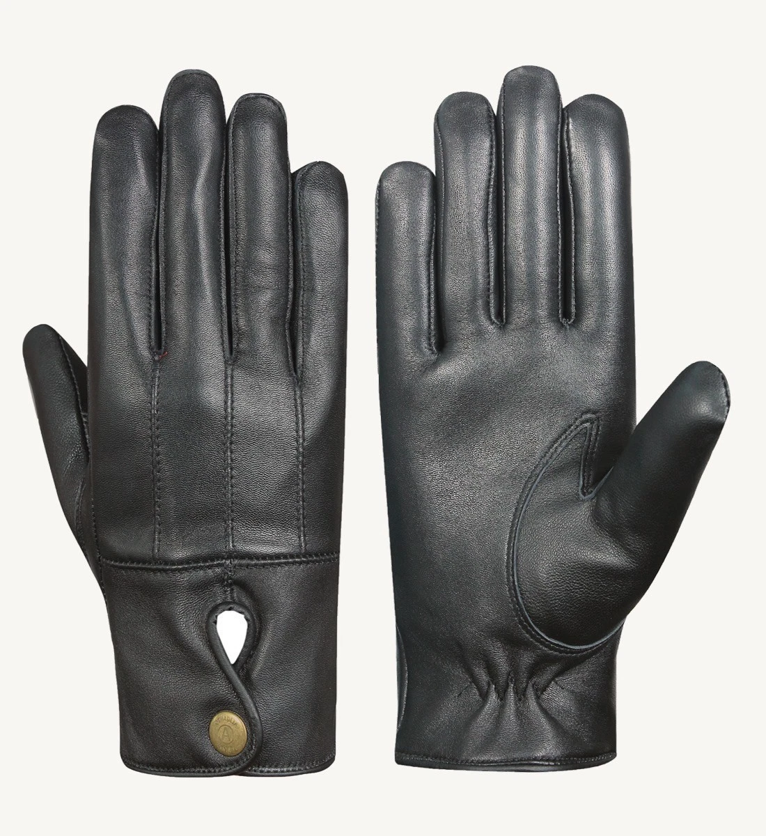 Aliganto women's Leather Gloves black premium winter gloves warm fleece lined