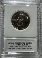 John Quincy Adams Presidential $1 Coin Gold Enriched 2008