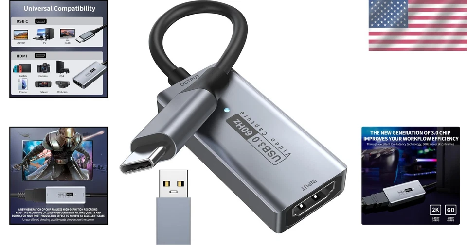 Ultra-Low Latency Capture Card - 1080P 60fps USB C for Seamless Live Streaming - Image 2 of 4