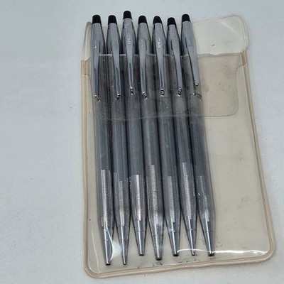 VINTAGE CROSS CENTURY USA CHROME 5 BALLPOINT PENS & 2 MECHANICAL PENCILS AS IS