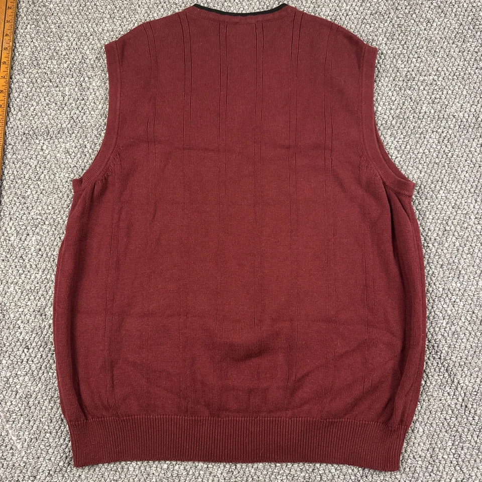 Arnold Palmer Suéter Chaleco Para Hombres Grande Acanalado Tejido Borgoña Golf Preppy Abuelo Foto 4 de 4