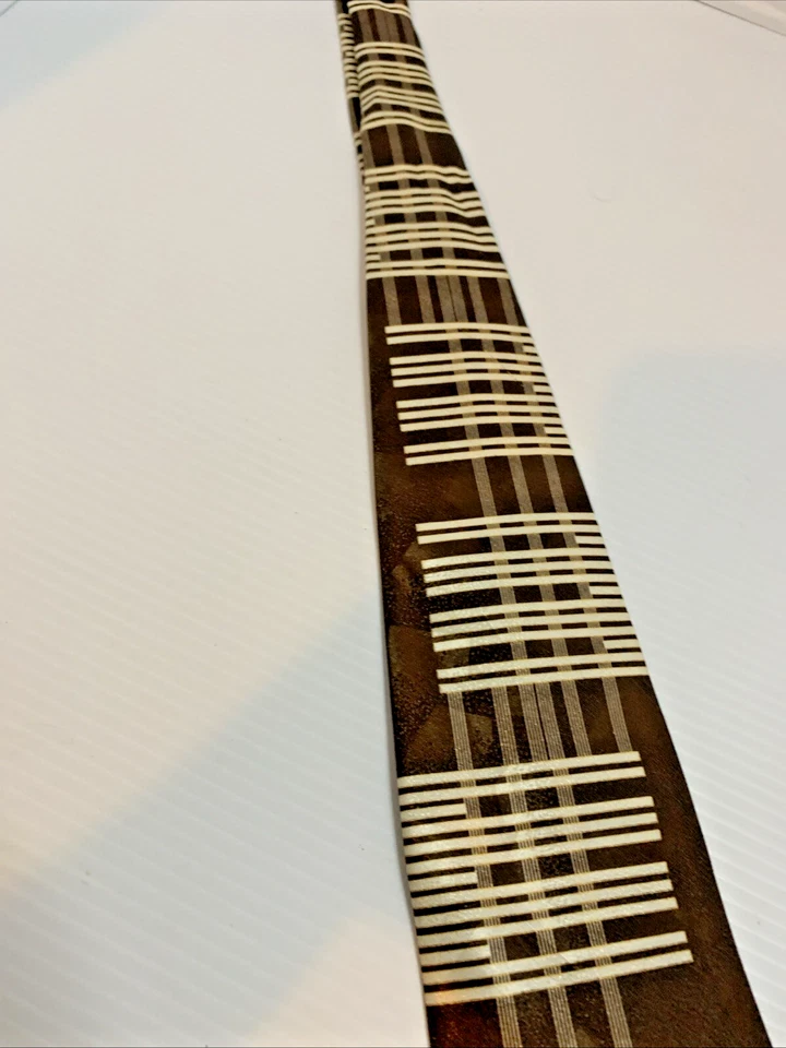 "Corbata de cuello Fratello vintage marrón y crema para hombre de 4"" de ancho hecha a mano elegante" Foto 3 de 4