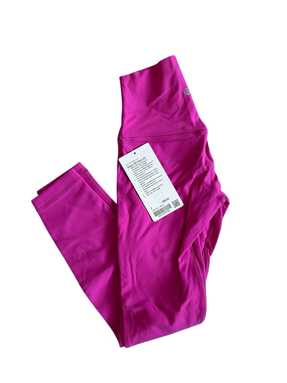 ALTRA Pantaloni Lululemon Align High Rise 25" Sonic Pink taglia 2 NUOVI